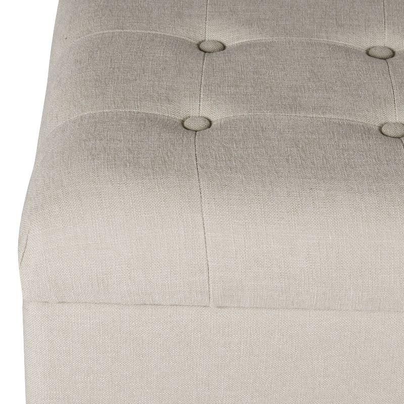 Classic Large Tufted Storage Bench Light Gray - HomePop: Upholstered Ottoman, Bedroom & Entryway Seating