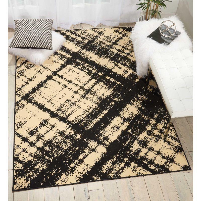 Nourison Grafix Cream Black Area Rug GRF01 5'3"X7'3"