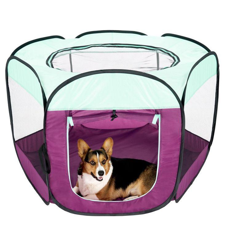 6 Panel Mesh Pet Playpen With Door