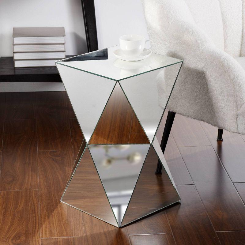 Mirrored Pedestal Table Silver - Stylecraft: Elegant Accent Nightstand, Non-Toxic MDF Frame