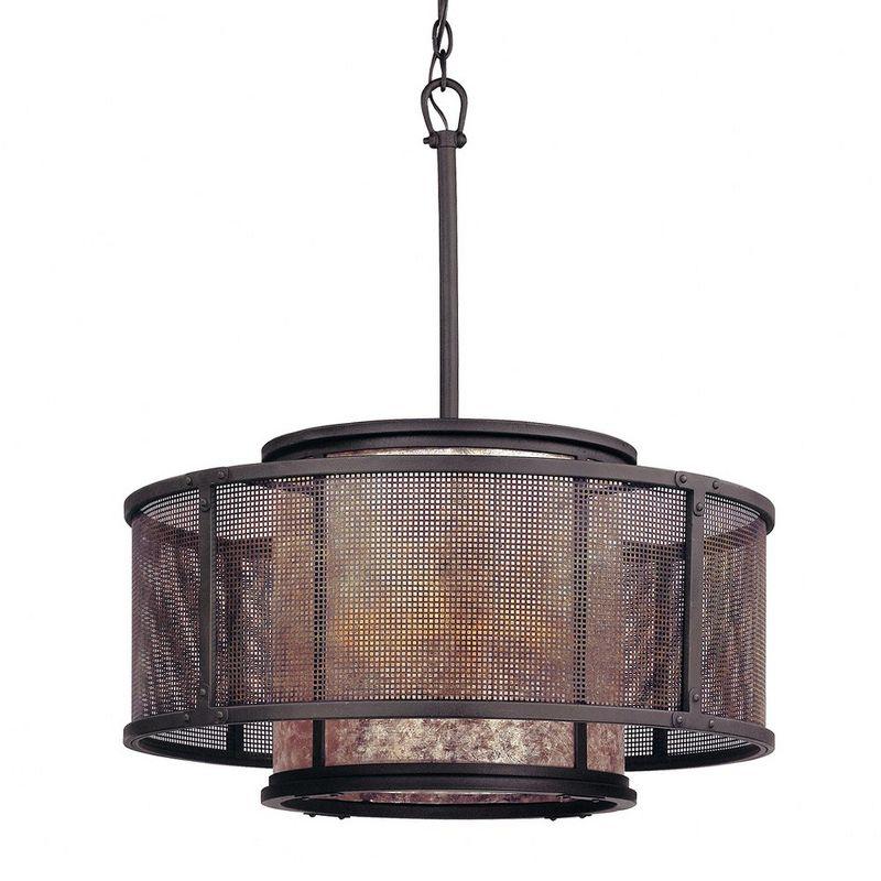 Troy Lighting Bronze Drum Pendant with Mica Shade