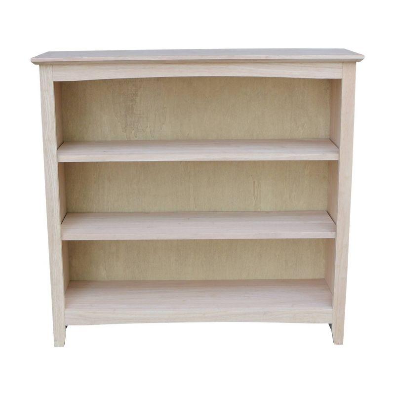 36"x38" Shaker Bookcase Unfinished - International Concepts: Rubberwood, 3 Fixed Shelves, Enclosed Back