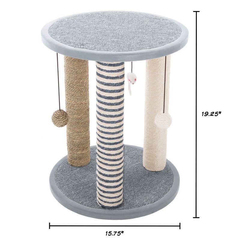 Cat Scratching Post - 3 Scratcher Posts with Carpeted Scratch Pad Base and Perch - Furniture Scratching Deterrent for Indoor Cats by PETMAKER