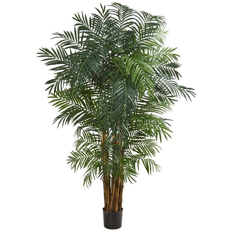 Tropical Elegance 83.9" Light Green and Coffee Potted Areca Palm with Lights