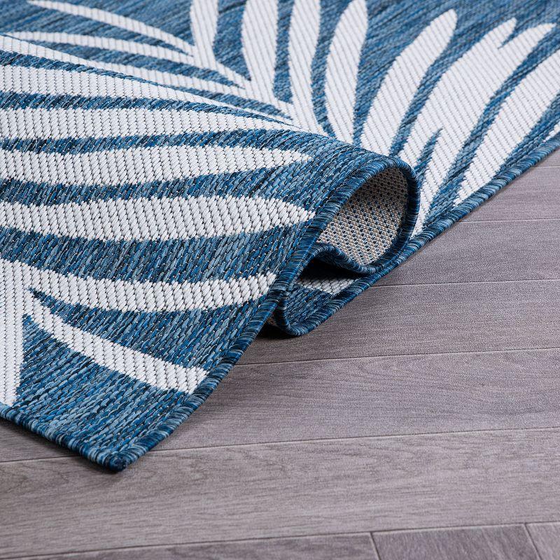 Tropical Navy Floral Flatwoven Synthetic 2'x7' Indoor/Outdoor Rug