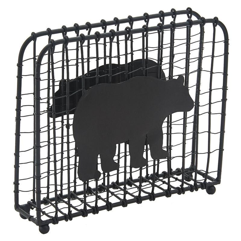 Black Bear Metal Wire Napkin Holder 5.5"H