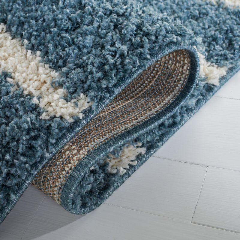 Venus Shag VNS603 Power Loomed Indoor Area Rug - Turquoise/Ivory - 5'3"x7'6" - Safavieh