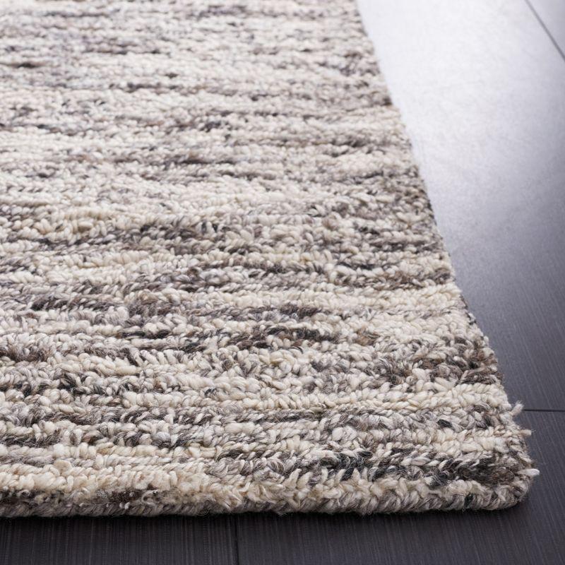 Ivory and Charcoal Abstract Tufted Wool 4' x 6' Rug