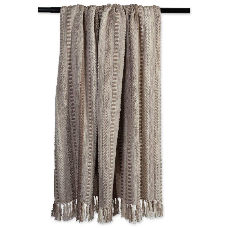 Stone Braided Stripe 50"x60" Cotton Sherpa Throw Blanket