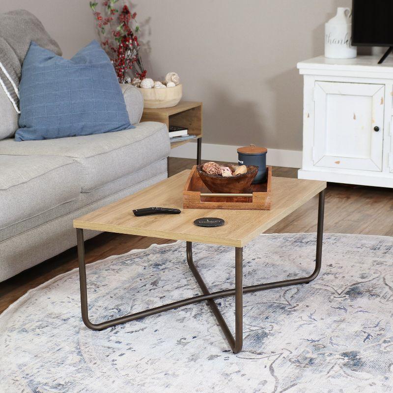 CrossBase 50'' Faux Wood and Metal Minimalist Coffee Table