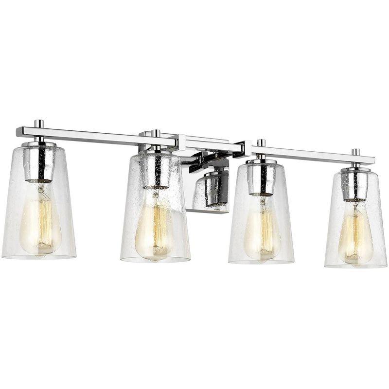 Mercer Chrome 4-Light Vanity with Clear Seeded Glass Shades