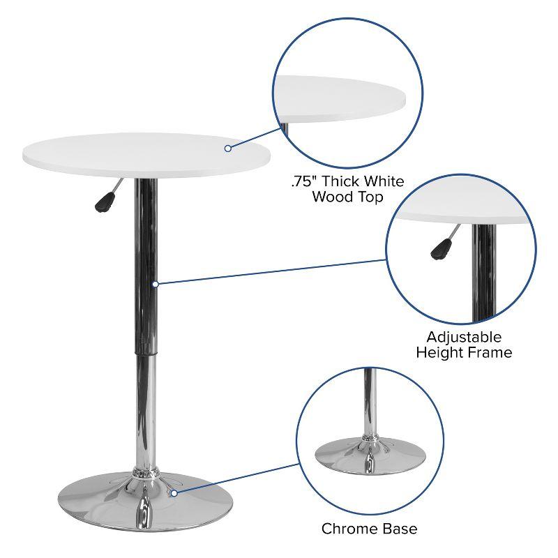 Flash Furniture 23.75'' Round Adjustable Height White Wood Table (Adjustable Range 26.25'' - 35.75'')