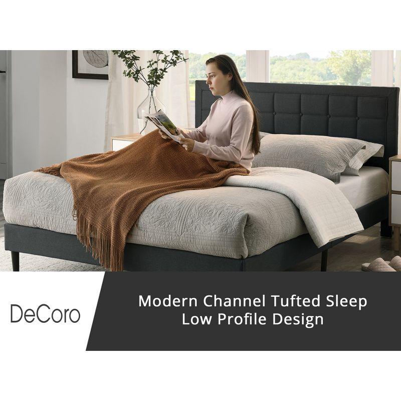 DeCoro Home DeCoro Mornington Upholstered Platform Bed Frame and Headboard