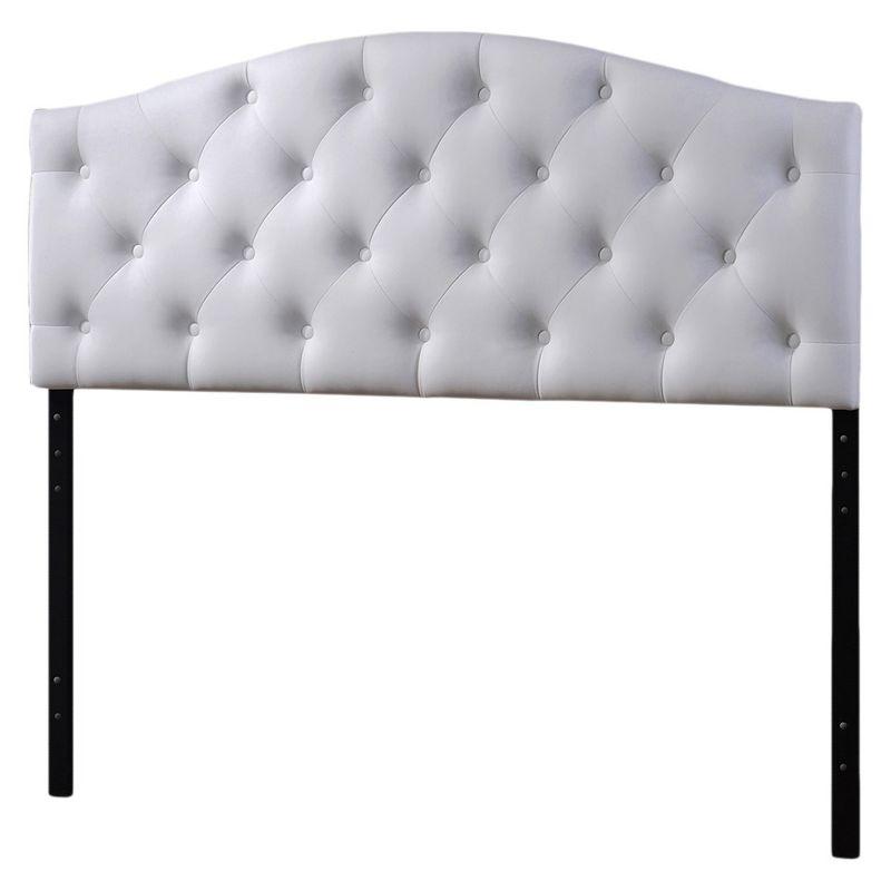 Full Myra Modern And Contemporary Faux Leather Upholstered Button-Tufted Scalloped Headboard White - Baxton Studio: Elegant Design, Wood Frame Mounted
