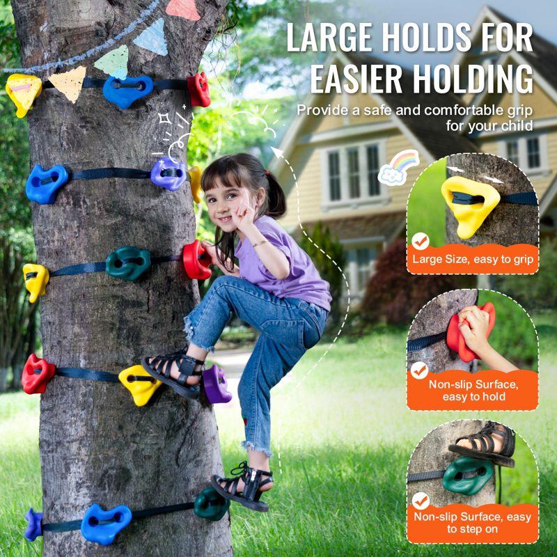 VEVOR Ninja Tree Climbing Kit,20 Tree Climbing Holds and 6 Ratchet Straps,Large Climbing Rocks for Kids and Adults Climber,Various Colors and Shapes