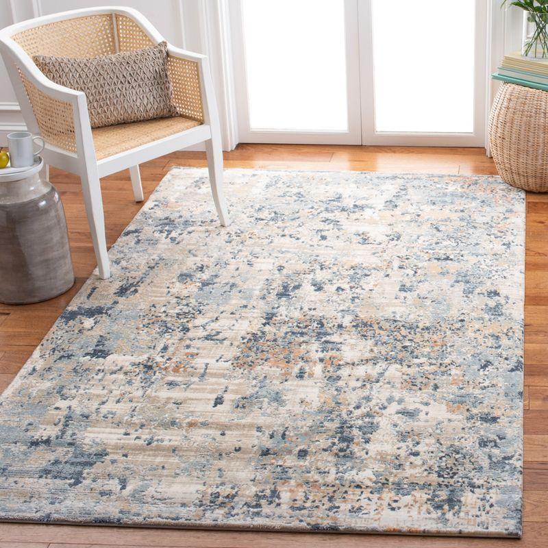 Cream and Beige Abstract Hand-knotted Wool Area Rug