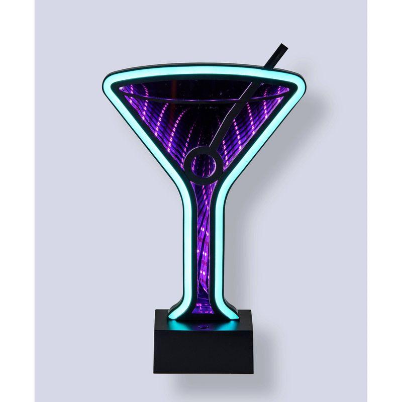 Infinity Neon Martini Glass Table/Wall Lamp Black - Adesso: USB Powered, Battery Option, LED Lighting