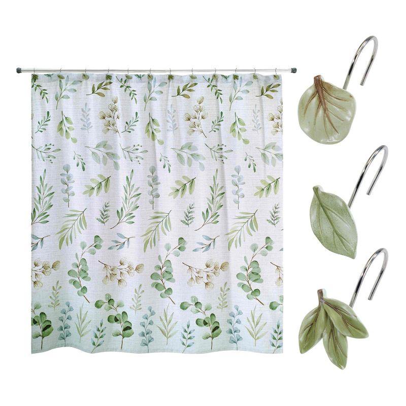 Avanti Linens Ombre Leaves Shower Curtain & Hook Set