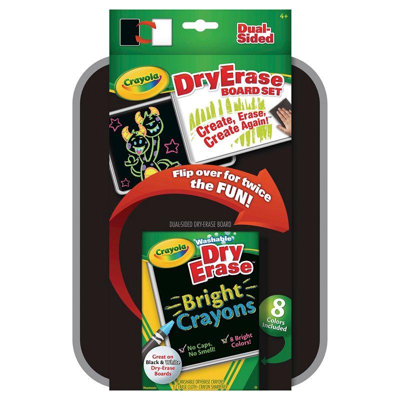Crayola Dual Sided Dry Erase Board Set with Dry Erase Crayons 8ct: Kids Whiteboard & Presentation Board Accessories