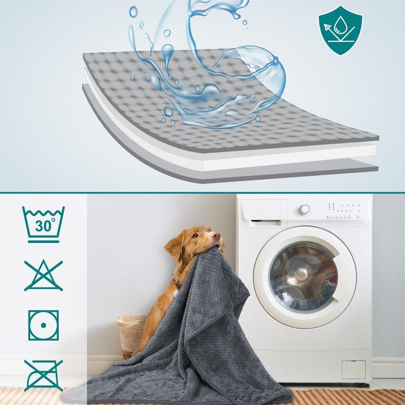 PetAmi Waterproof Dog Blanket, Leakproof Fleece Throw for Pet Cat Puppy Kitten, Reversible Washable Soft Plush Cover