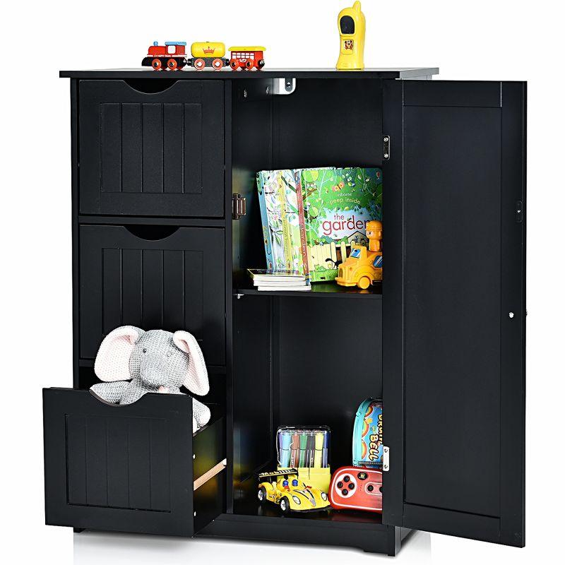 Black MDF Storage Cabinet with Adjustable Shelving