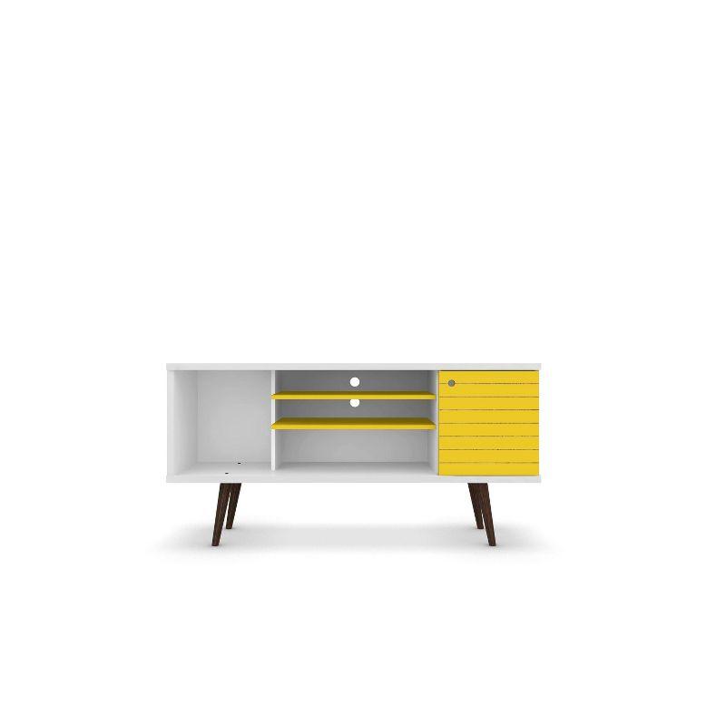 53.14" Liberty TV Stand for TVs up to 50" White/Yellow - Manhattan Comfort