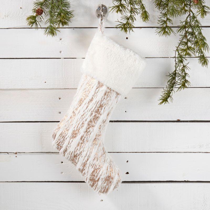 Saro Lifestyle Faux Fur With Brushed Metallic Foil Print Stocking