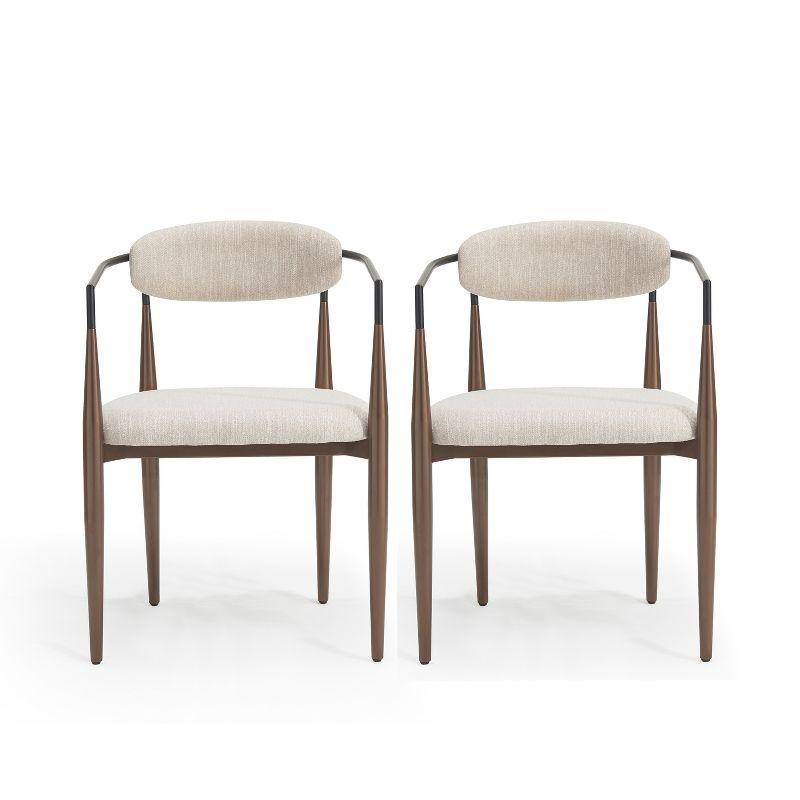 Christopher Knight Home Judith Upholstered Iron Dining Chair (Set of 2), Beige and Black and Gold