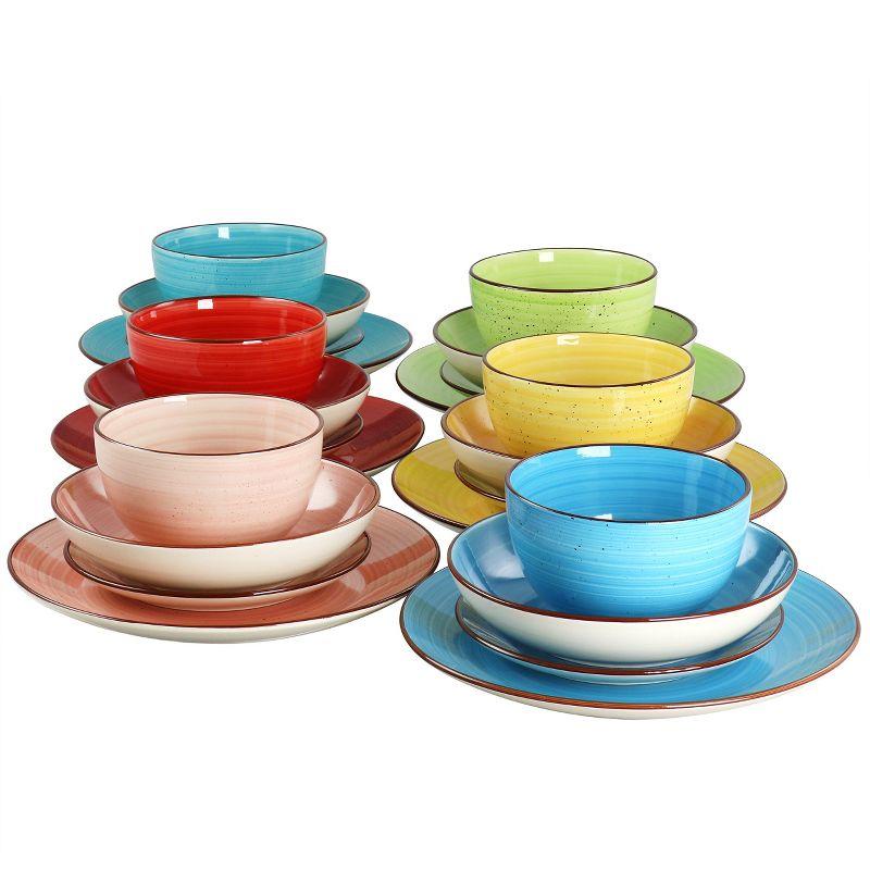 Elama Sebastian 24 Piece Double Bowl Stoneware Dinnerware Set in Assorted Colors