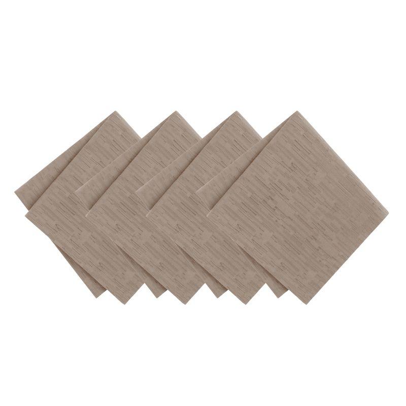Continental Solid Texture Water and Stain Resistant Napkins, Set of 4 - 17" x 17" - Taupe - Elrene Home Fashions
