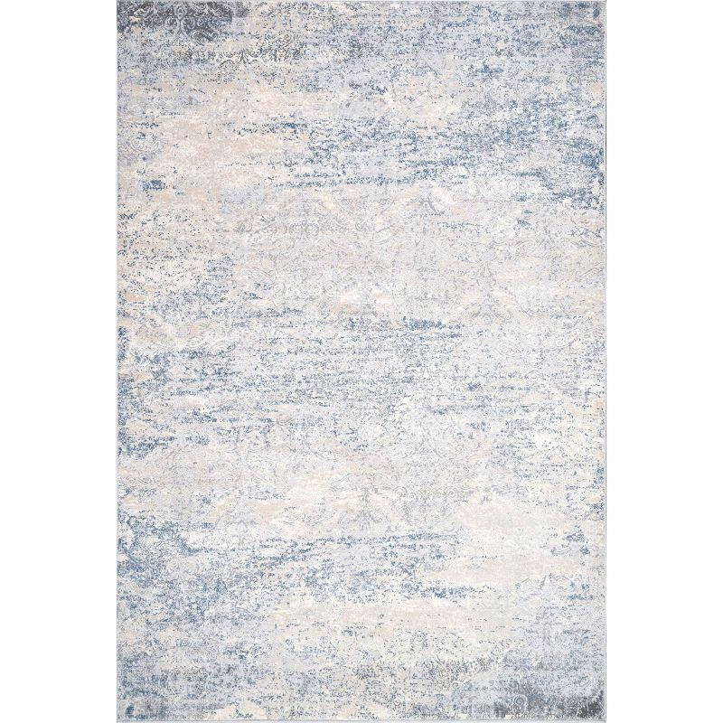 Eco-Friendly Abstract Silver 4' x 6' Synthetic Area Rug