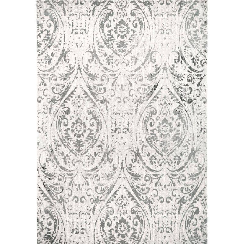 Nicole Miller New York Patio Sofia Juniper Transitional Paisley Indoor/Outdoor Area Rug, Ivory/Gray