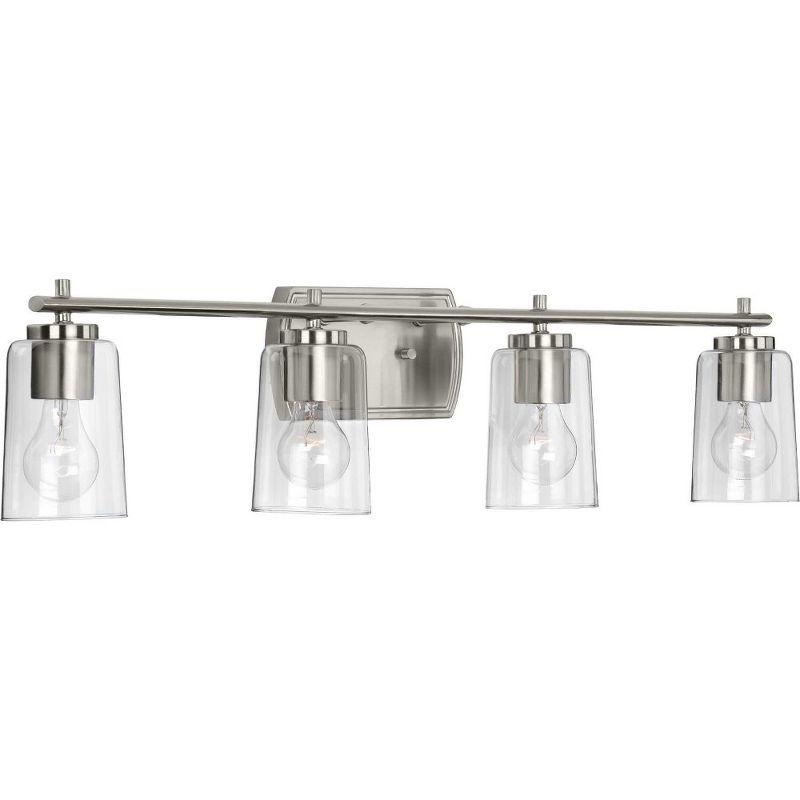 Progress Lighting Adley 4-Light Bath Vanity in Brushed Nickel with Clear Glass Shades