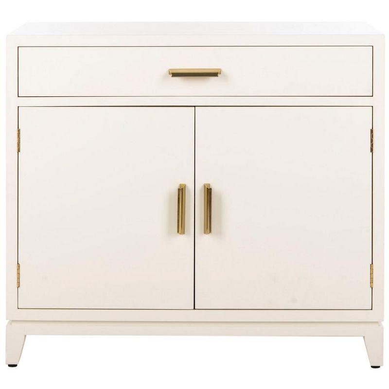 White and Brass Mid-Century 2-Door 1-Drawer Chest