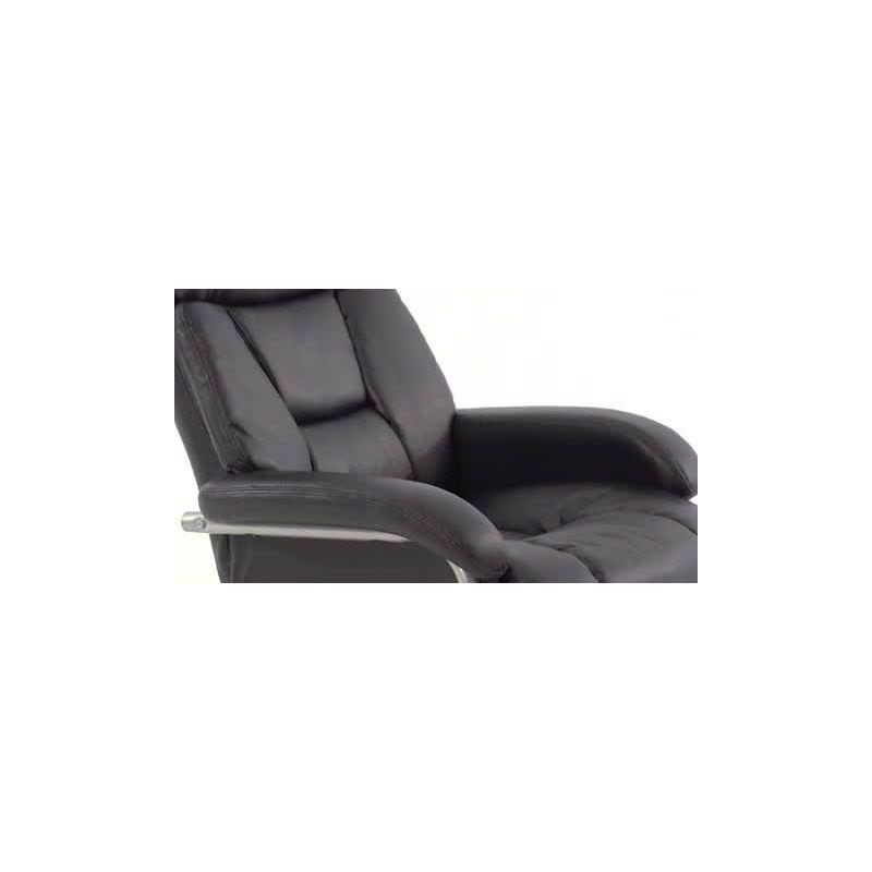 Flash Furniture Contemporary Multi-Position Recliner and Ottoman with Metal Base in Black LeatherSoft