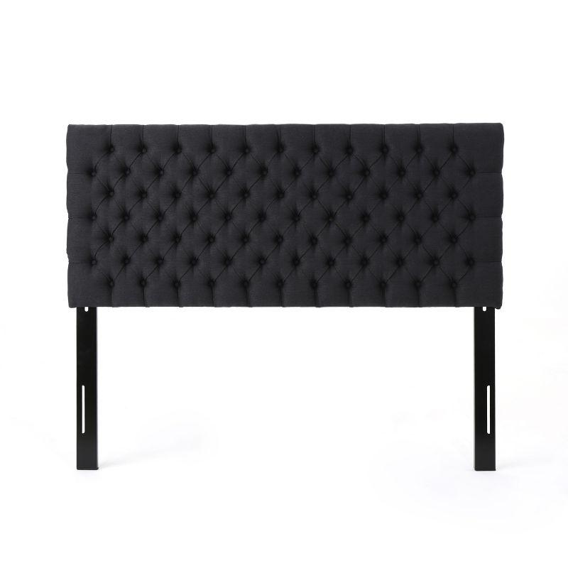 GDFStudio Brunet Contemporary Tufted Adjustable Upholstered Queen Headboard, Dark Charcoal/Fabric