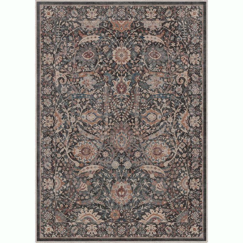 Ervin Liana Vintage Oriental Charcoal Gray Flat-Weave Rug