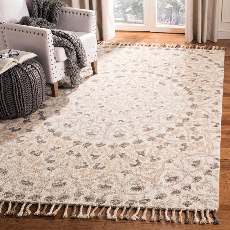 Handmade Ivory Wool Tufted Rectangular Rug 3' x 5'