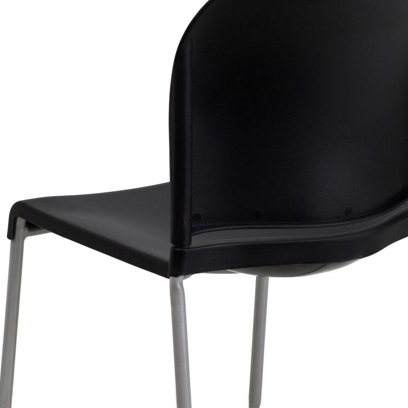 Modern Black Metal Stackable Chair with Polypropylene Seat