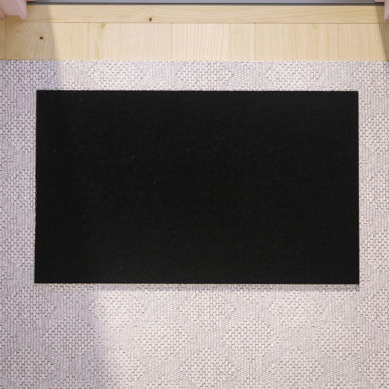 Flash Furniture Harbold 18" x 30" Indoor/Outdoor Solid Natural Coir Doormat with Non-Slip Backing in Black