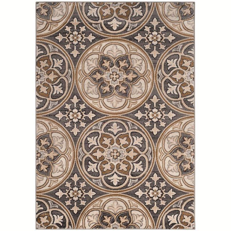 Lyndhurst LNH341 Power Loomed Area Rug - Light Grey/Beige - 5'3"x7'6" - Safavieh