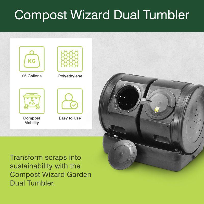 Good Ideas Compost Wizard 50 Gallons Plastic Outdoor Tumbler Composter with Latching Lid