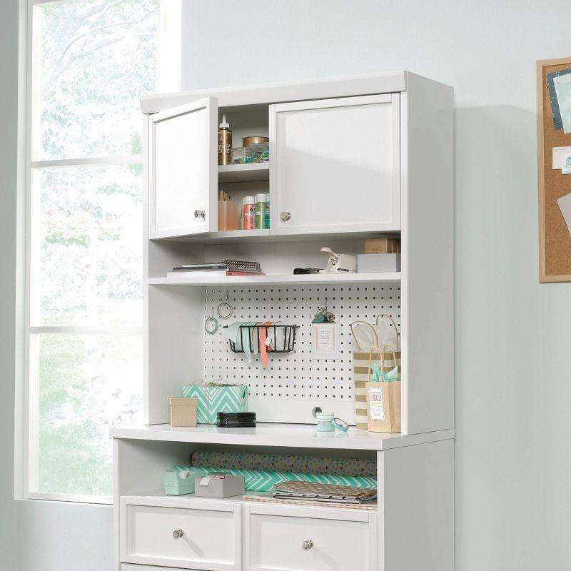 White Engineered Wood Craft Pro Series Hutch with Pegboard Back