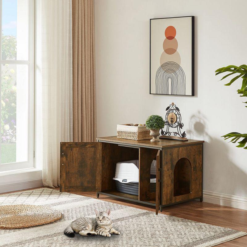 unipaws Cat Litter Box Enclosure - Top Opening - Walnut