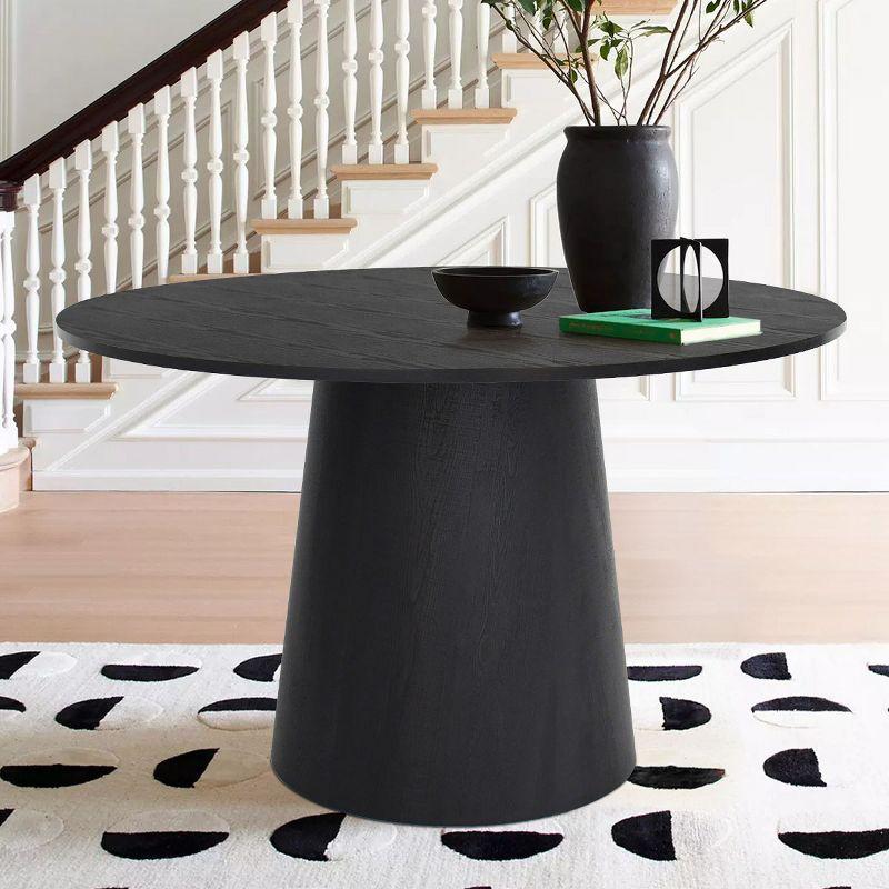 Dwen 46'' Manufactured Wood Foild with Black Grain Paper Round Top Pedestal Dining Table-Maison Boucle