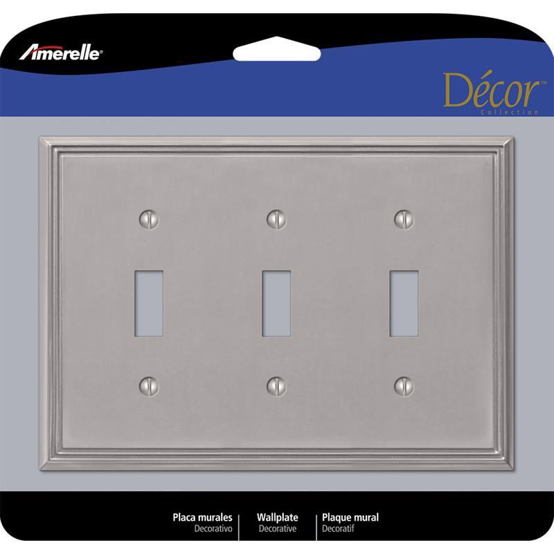 Amerelle Brushed Nickel 3-Gang Metal Toggle Wall Plate