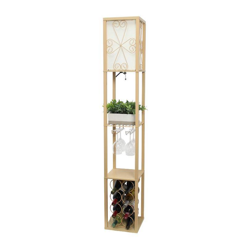 Etagere Organizer Storage Shelf Floor Lamp with Linen Shade - Simple Designs