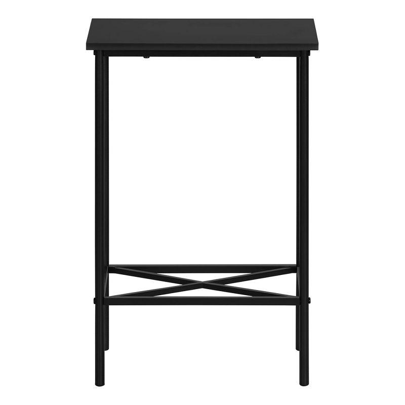 Monarch Specialties Accent Table Side End Narrow Small 2 Tier Living Room Bedroom Metal Laminate Black Contemporary Modern