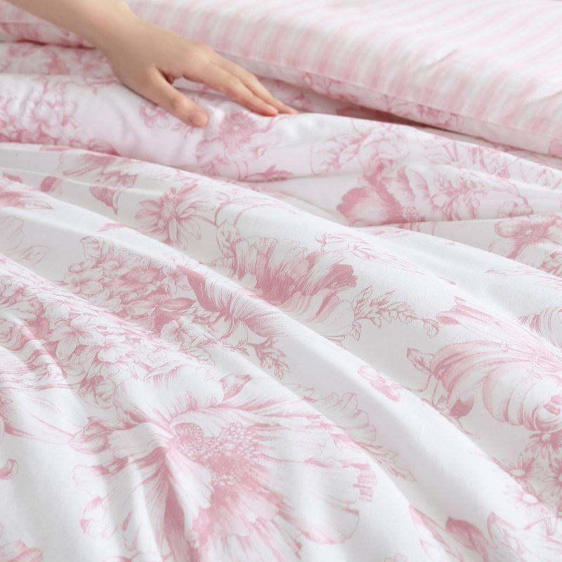 Laura Ashley Delphine Pink Cotton Reversible Comforter Set