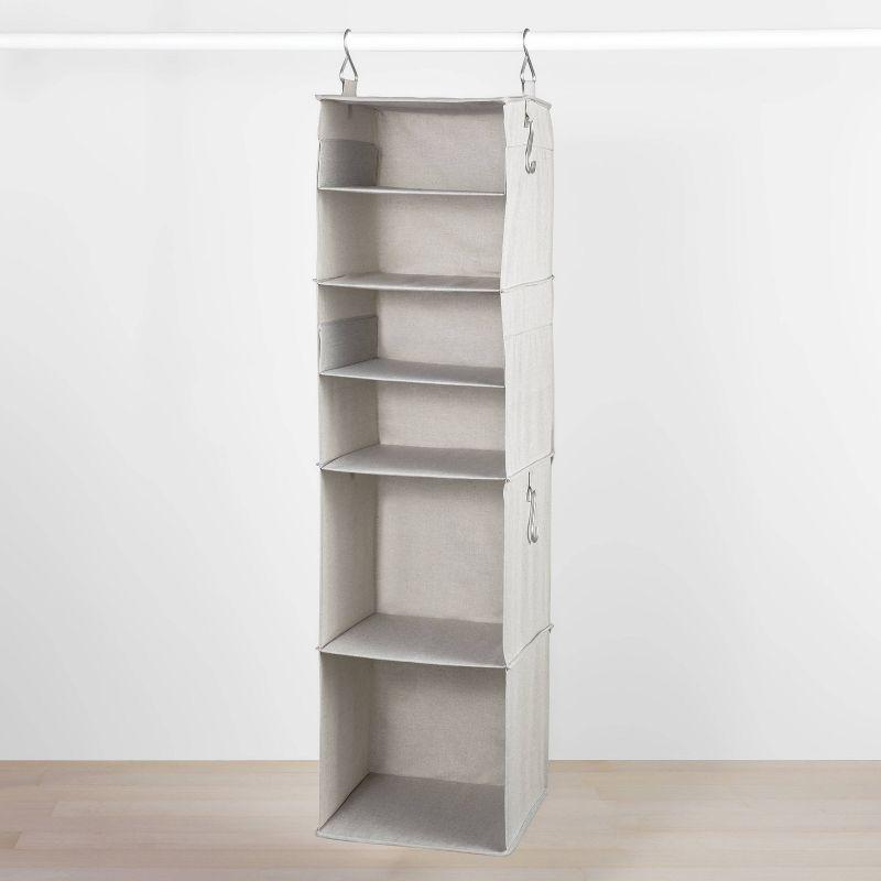 6 Shelf Hanging Fabric Storage Organizer Gray - Brightroom™: Closet Organization, 54" Height, 30 lb Capacity